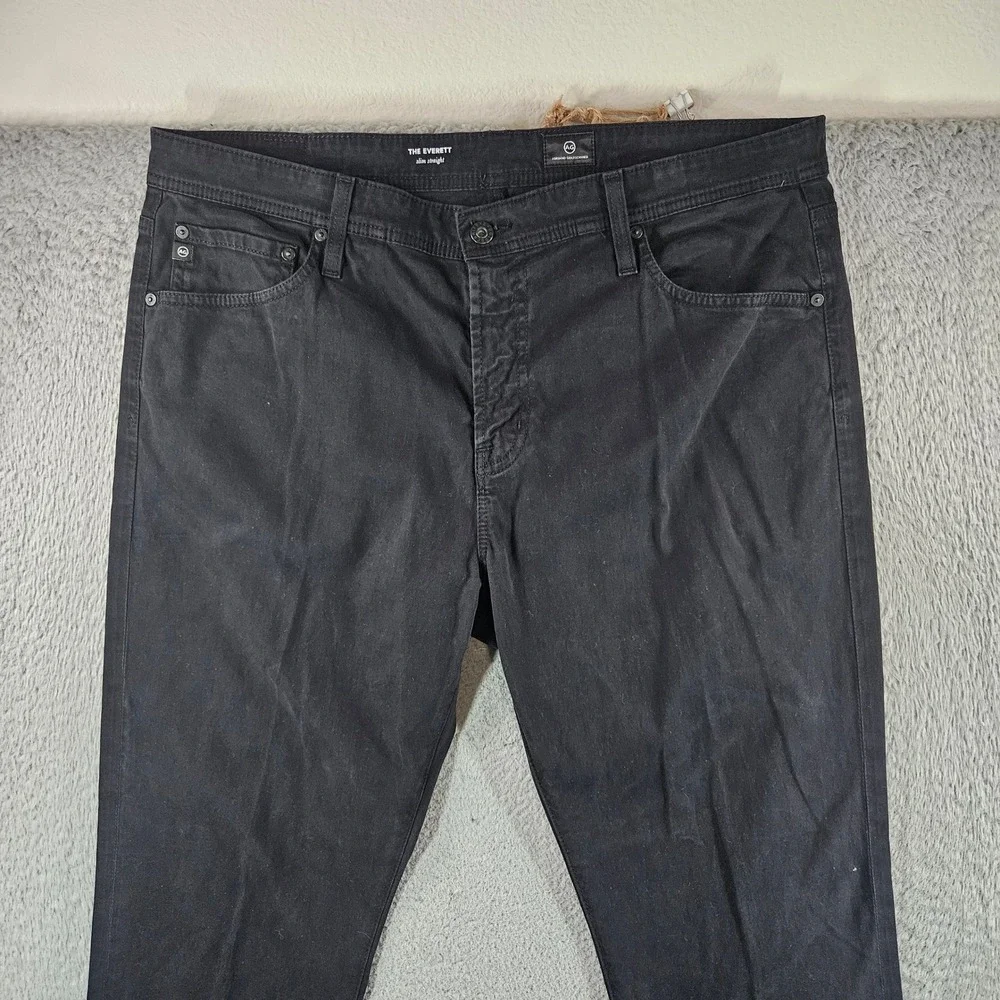 AG Adriano Goldschmied The Everett Slim‎ Straight Black Pants 38x32